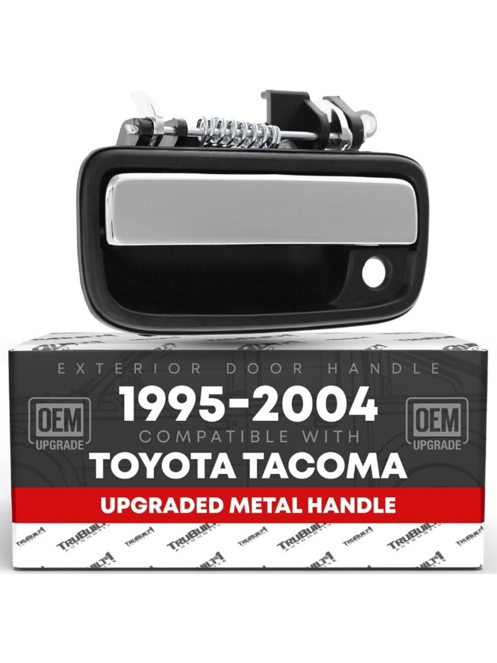 Exterior Front Driver Door Handle Replacement - Chrome & Black, Fits 1995-2004
